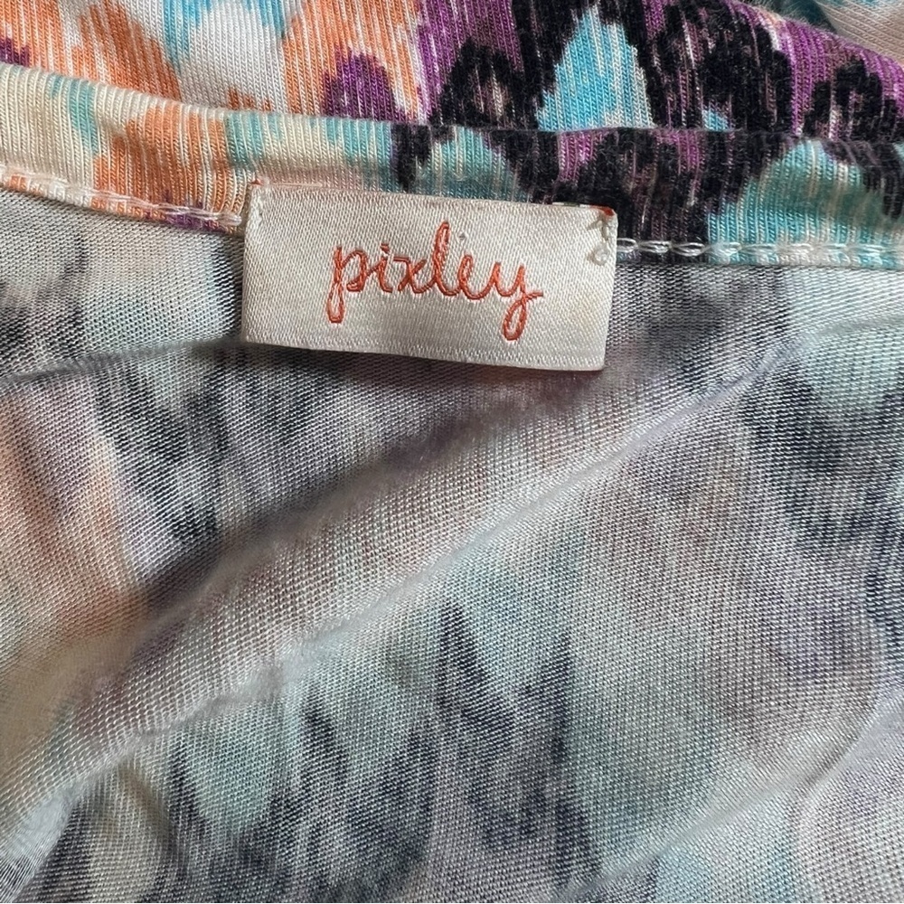 Pixley Women’s Edmond Henley Knit Top Green Chevron Size Large - Picture 4 of 5